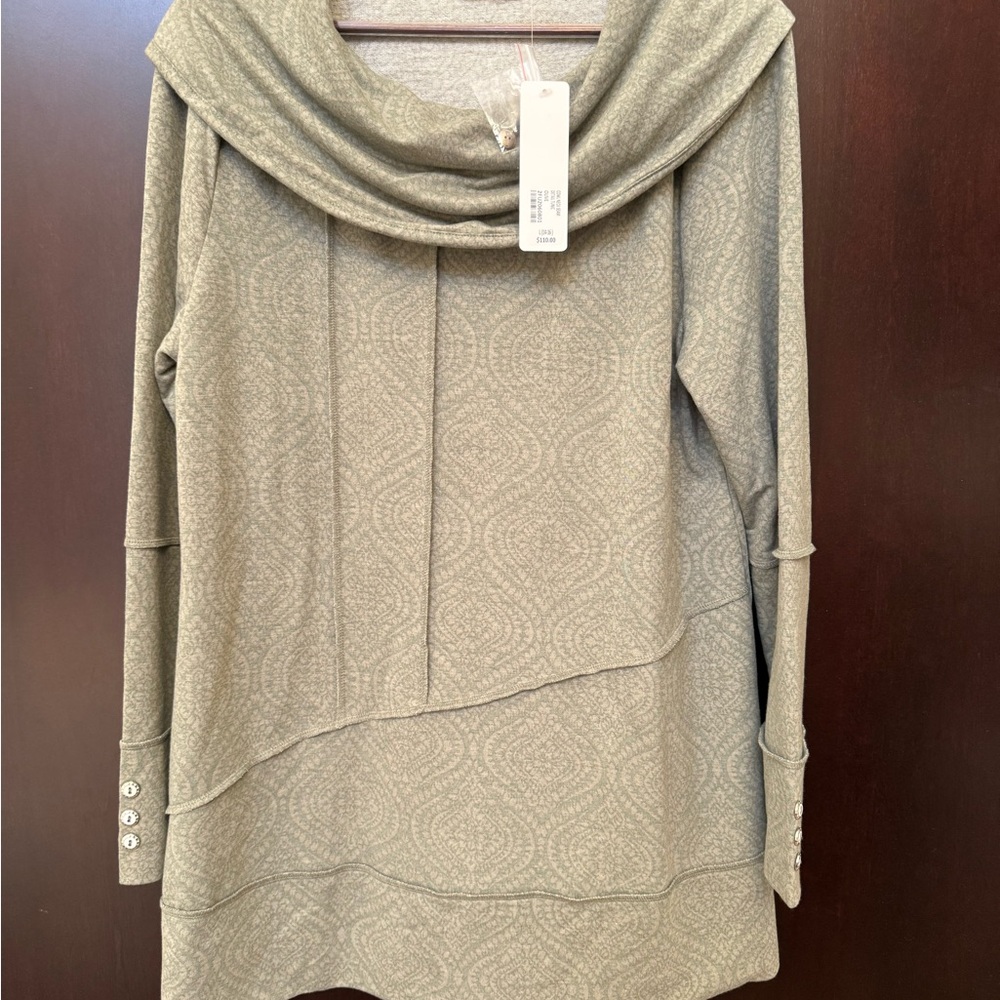 Elegant Olive Green Cowl Neck Sweater